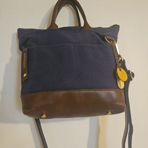 R.Riveter Carry All Canvas Tote w/Leather Trim OTTO   Navy Blue RR270